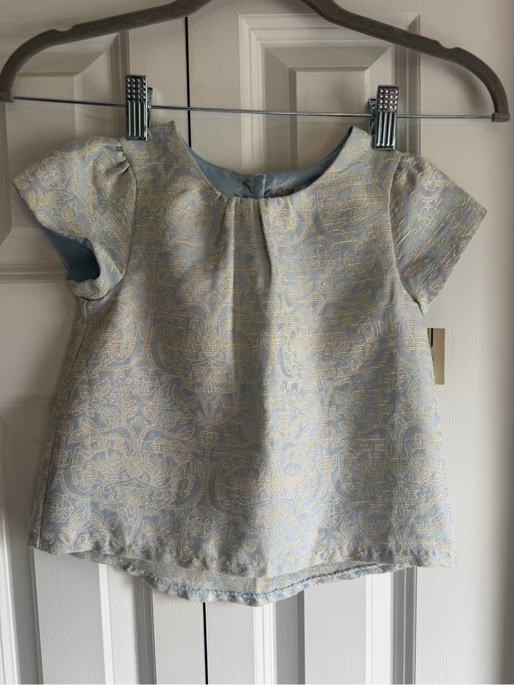 Genuine Kids from Oshkosh Girls' Light Blue & Gold Brocade Short Sleeve Top 4T